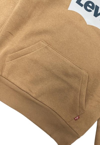 Felpa Levi's Unisex per Ragazzi Marrone Chiaro con Logo Blu  - Vendita