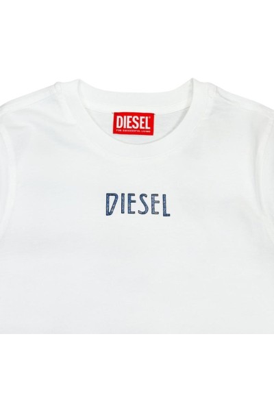 T-shirt Diesel bianca – Logo frontale – Unisex casual  - Vendita Moda 