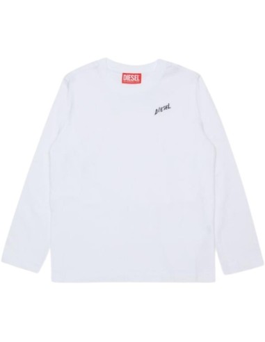 T-shirt Diesel bianca ragazzi manica lunga – Ricamo logo – Unisex casu