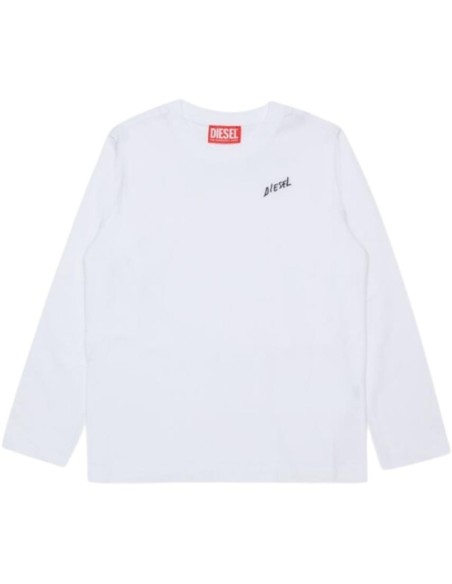 T-shirt Diesel bianca ragazzi manica lunga – Ricamo logo – Unisex casu