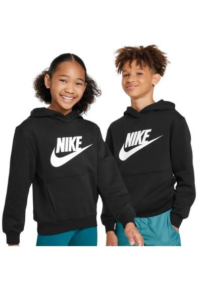 Felpa Nike Unisex Nera in Cotone Felpato – Logo Bianco  - Vendita Moda