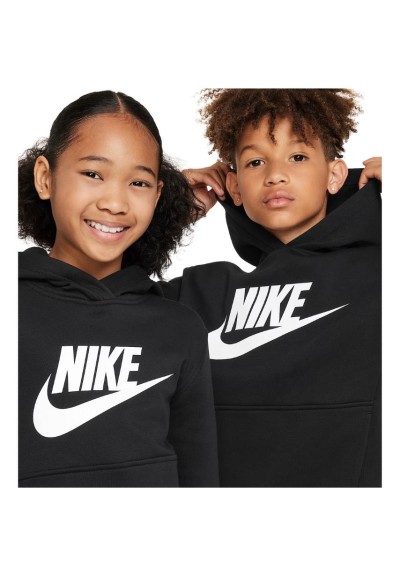 Felpa Nike Unisex Nera in Cotone Felpato – Logo Bianco  - Vendita Moda