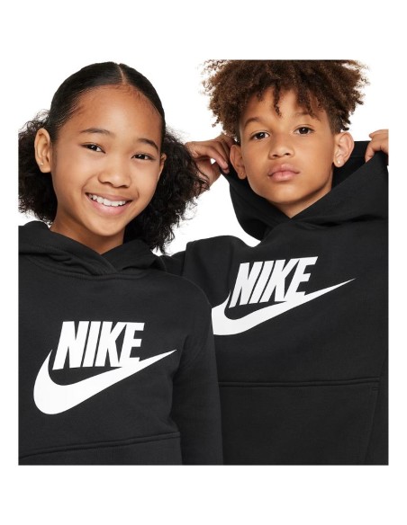 Felpa Nike Unisex Nera in Cotone Felpato – Logo Bianco  - Vendita Moda