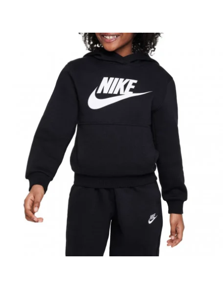 Felpa Nike Unisex Nera in Cotone Felpato – Logo Bianco  - Vendita Moda