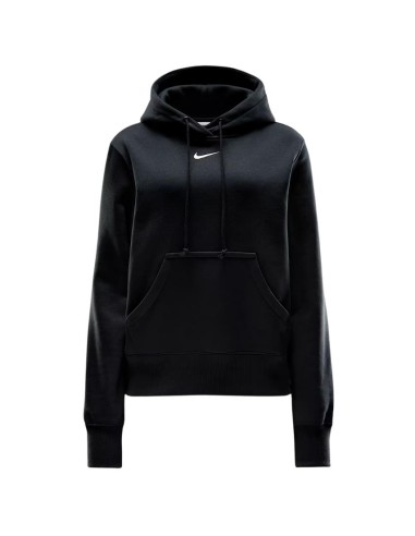 Felpa Donna Nike Cropped – Cotone Felpato Nero con Cappuccio e Logo Ri