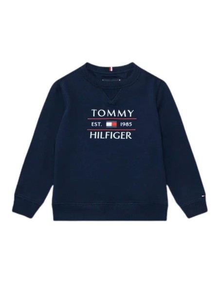 Felpa ragazzi unisex Tommy Hilfiger cotone spugna blu.  - Vendita Moda