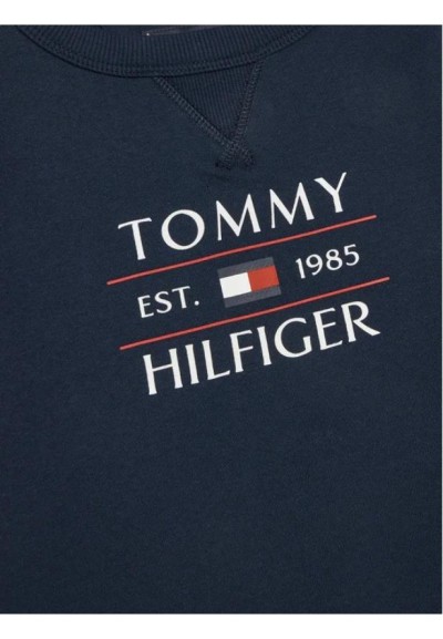 Felpa ragazzi unisex Tommy Hilfiger cotone spugna blu.  - Vendita Moda