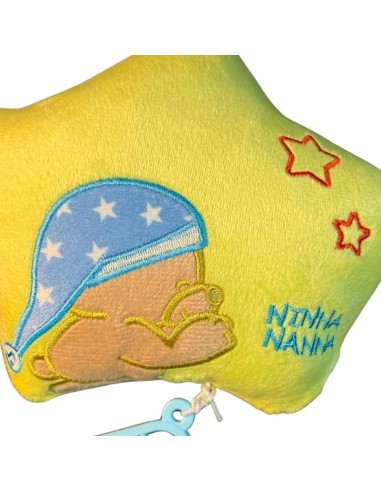 Peluche carillon stellina gialla con ricamo orsetto azzurro per Neonat 2
