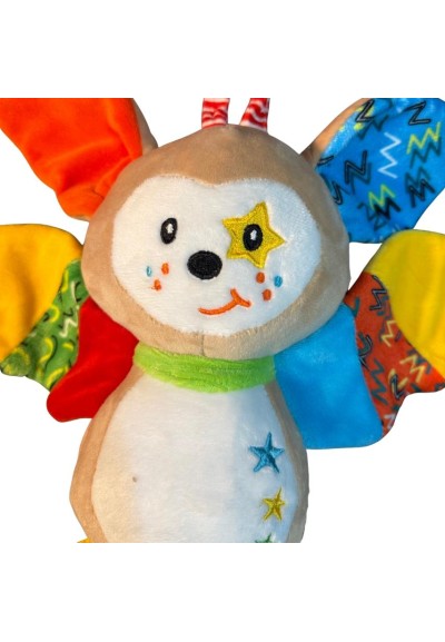 Peluche carillon pipistrello colorato musicale per culla e passeggino 