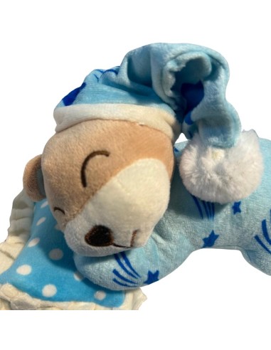 Peluche orsacchiotto azzurro - Carillon orsetto musicale in pigiama bl 2