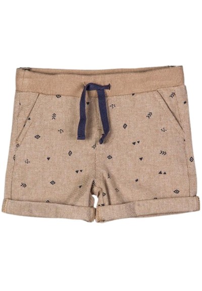 Bermuda di twill color écru per neonato Losan con stampa minimal e lac