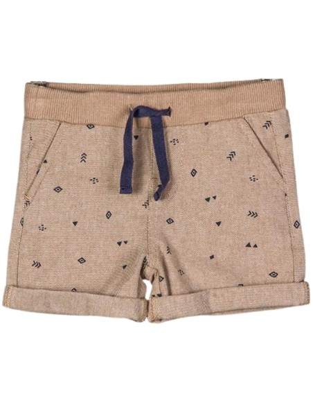 Bermuda di twill color écru per neonato Losan con stampa minimal e lac