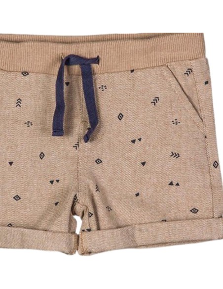 Bermuda di twill color écru per neonato Losan con stampa minimal e lac