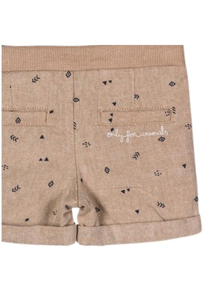 Bermuda di twill color écru per neonato Losan con stampa minimal e lac