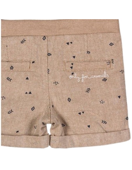 Bermuda di twill color écru per neonato Losan con stampa minimal e lac