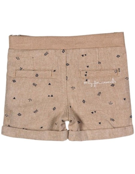 Bermuda di twill color écru per neonato Losan con stampa minimal e lac