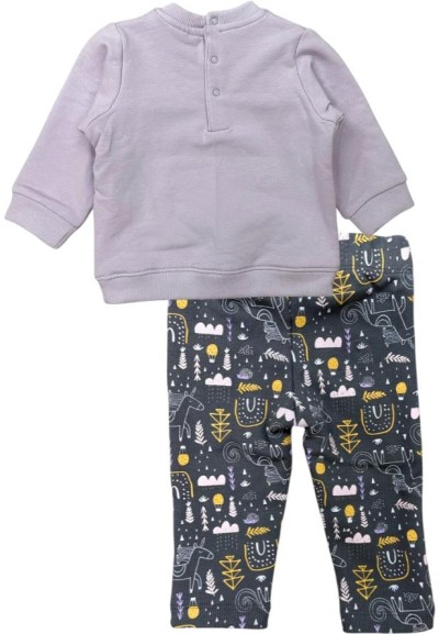 Tuta Bambina Bunny in Cotone Felpato – Lilla E Grigio  - Vendita Moda