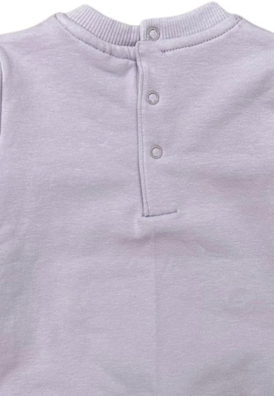 Tuta Bambina Bunny in Cotone Felpato – Lilla E Grigio  - Vendita Moda