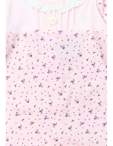 Tutina neonata cotone-Yatsi in cotone 100% – Body rosa con fiori e col