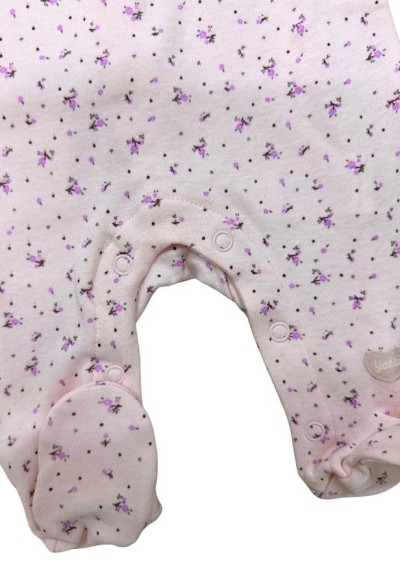 Tutina neonata cotone-Yatsi in cotone 100% – Body rosa con fiori e col
