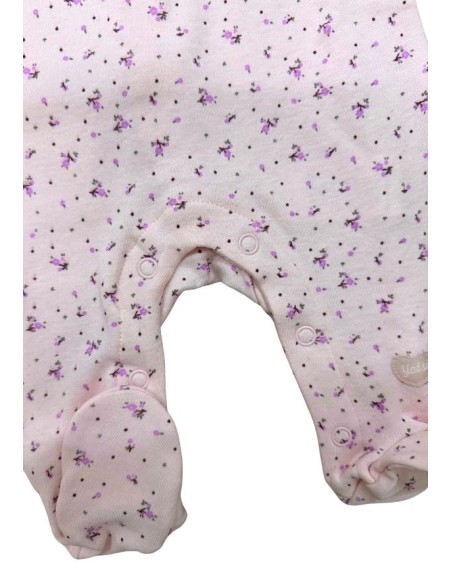 Tutina neonata cotone-Yatsi in cotone 100% – Body rosa con fiori e col