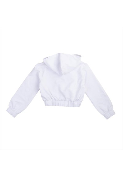 Felpa con zip bianca con logo stampa fuxia  - Vendita Moda sportiva