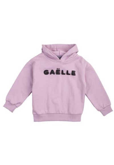 Felpa con cappuccio ragazza color glicine in cotone felpato  - Vendita
