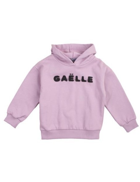 Felpa con cappuccio ragazza color glicine in cotone felpato  - Vendita