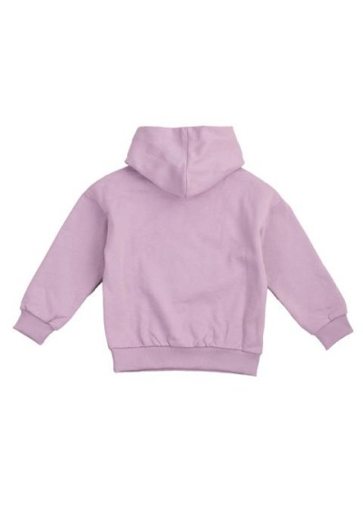 Felpa con cappuccio ragazza color glicine in cotone felpato  - Vendita