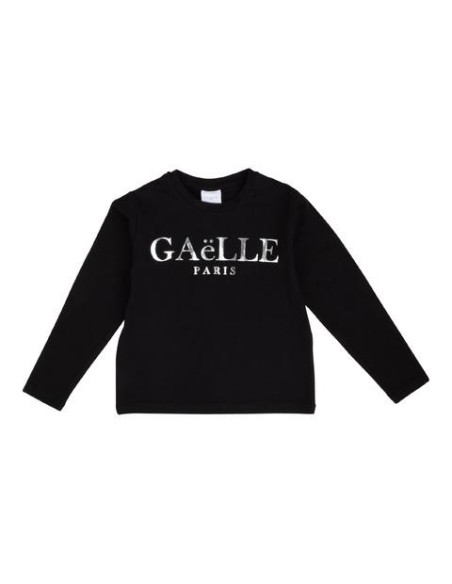 T-Shirt manica lunga nera con logo argento davanti.  - Vendita Moda sp