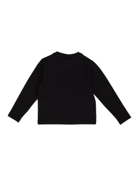 T-Shirt manica lunga nera con logo argento davanti.  - Vendita Moda sp