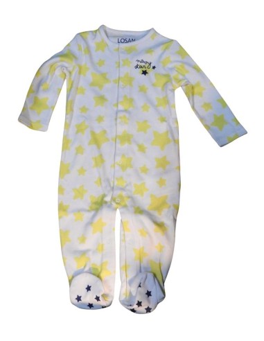 Tutina losan, bambino in cotone bianca con stelline gialle*  - Vendita