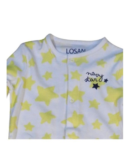 Tutina losan, bambino in cotone bianca con stelline gialle*  - Vendita