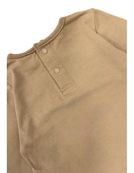 Tuta bimba in cotone jersey “We Love You” – marrone e panna  - Vendita