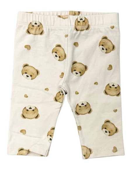 Tuta bimba in cotone jersey “We Love You” – marrone e panna  - Vendita