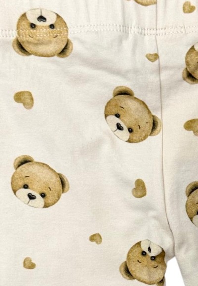 Tuta bimba in cotone jersey “We Love You” – marrone e panna  - Vendita