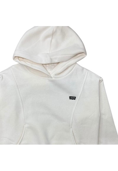Felpa Levi’s bianca ragazza con cappuccio e tasche  - Vendita Moda spo