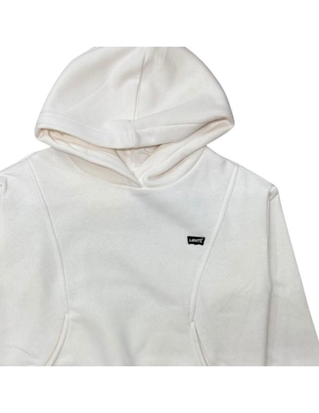 Felpa Levi’s bianca ragazza con cappuccio e tasche  - Vendita Moda spo