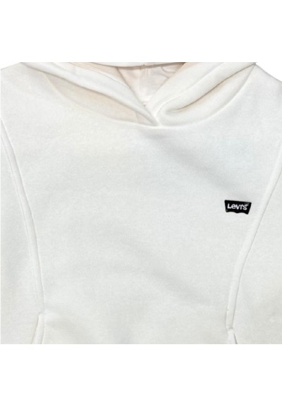 Felpa Levi’s bianca ragazza con cappuccio e tasche  - Vendita Moda spo