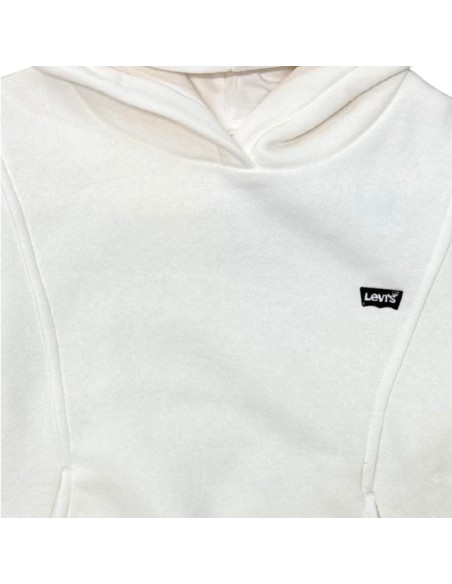 Felpa Levi’s bianca ragazza con cappuccio e tasche  - Vendita Moda spo