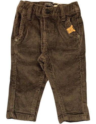 Pantaloni neonato velluto rigato marrone con elastico regolabile  - Ve