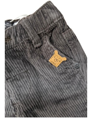 Pantaloni neonato velluto rigato marrone con elastico regolabile  - Ve 2