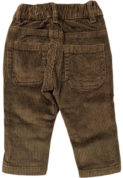 Pantaloni neonato velluto rigato marrone con elastico regolabile  - Ve