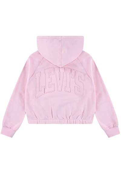 Felpa zip Levi’s rosa ragazza con cappuccio e tasche  - Vendita Moda s