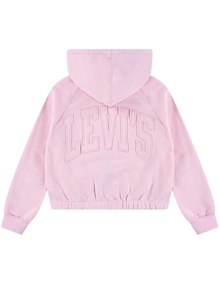 Felpa zip Levi’s rosa ragazza con cappuccio e tasche  - Vendita Moda s