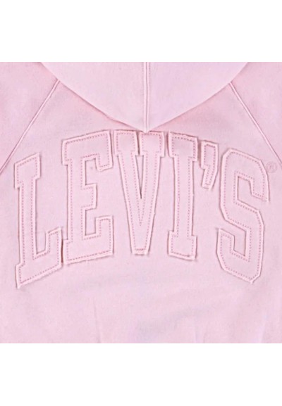 Felpa zip Levi’s rosa ragazza con cappuccio e tasche  - Vendita Moda s