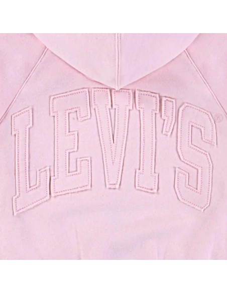 Felpa zip Levi’s rosa ragazza con cappuccio e tasche  - Vendita Moda s