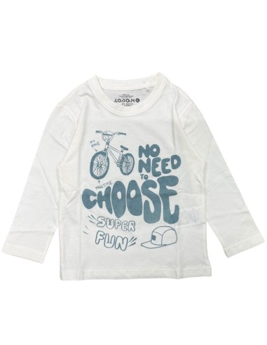 T-shirt bianca bambino in cotone jersey – manica lunga con stampa free