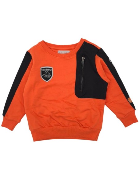 Felpa Kappa bambino arancione e nera – cotone felpato sporty  - Vendit