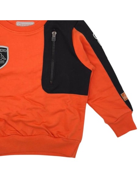Felpa Kappa bambino arancione e nera – cotone felpato sporty  - Vendit